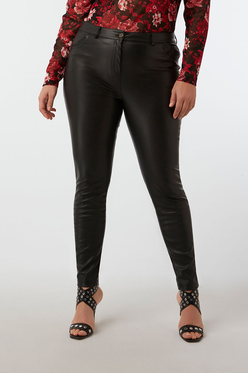 Pantalones ajustados de cuero sint&eacute;tico image number 5