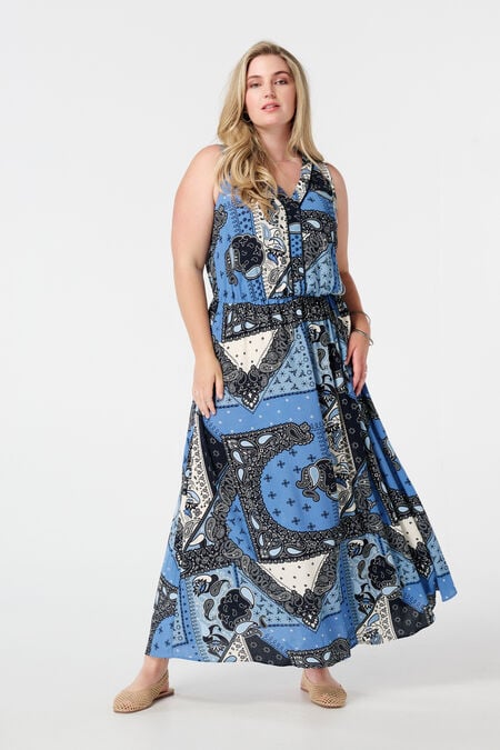 Maxivestido sin mangas con estampado paisley Maxivestido sin mangas con estampado paisley