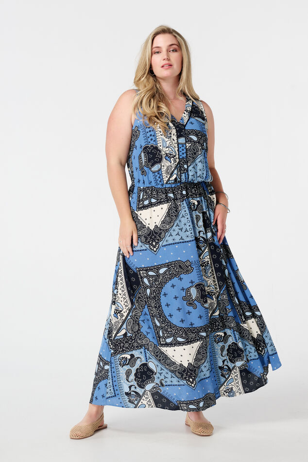 Maxivestido sin mangas con estampado paisley image number 0