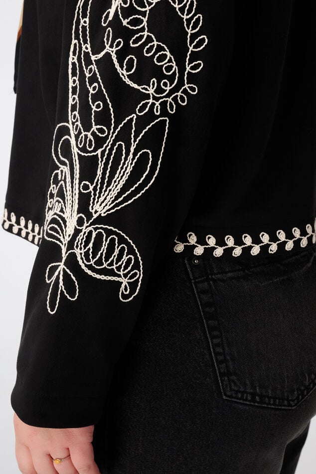 Chaqueta con aspecto de ante y bordados  image number 6