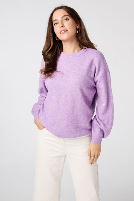Jersey de punto fino con corazones bordados Jersey de punto fino con corazones bordados