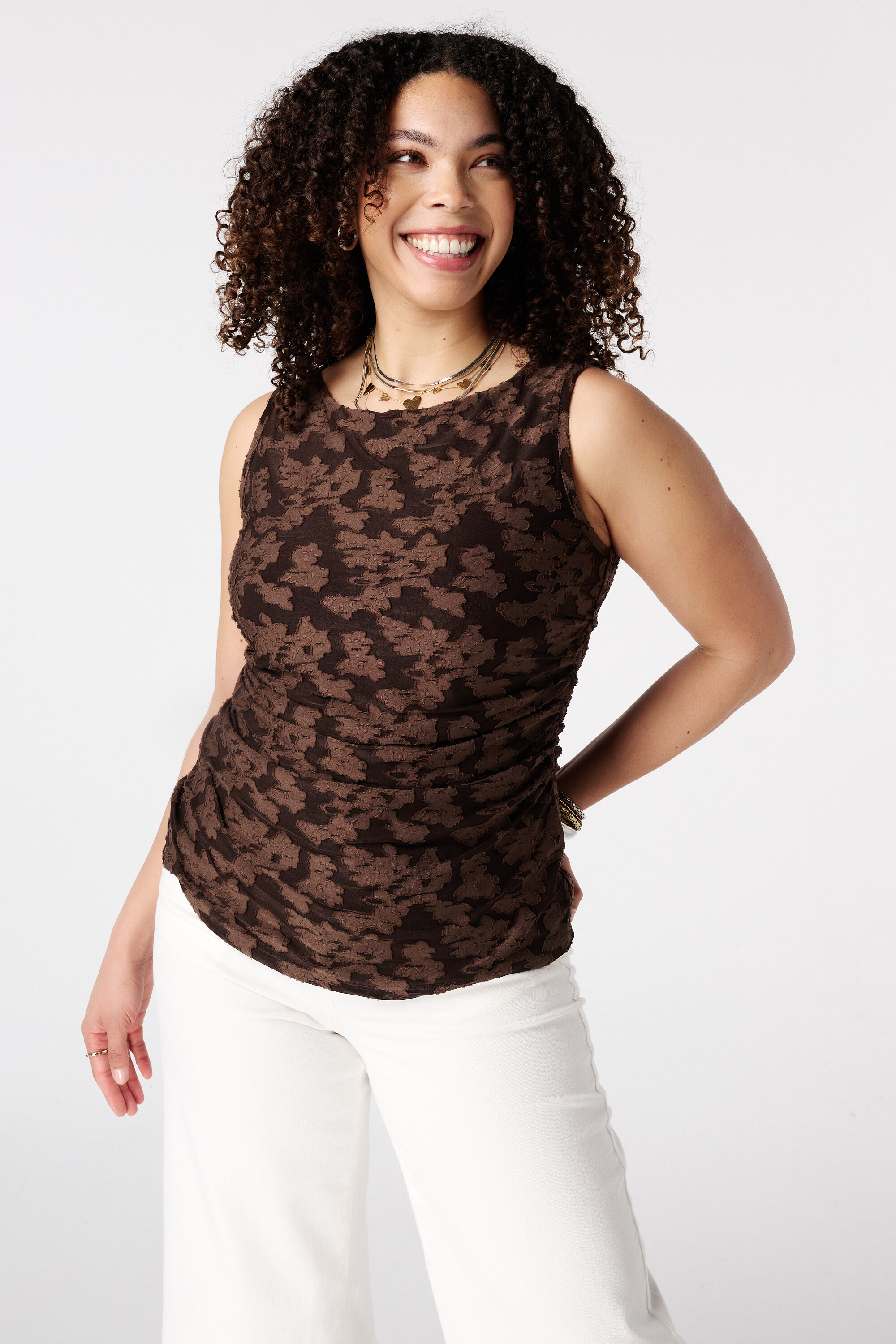 Top de malla con estampado floral
