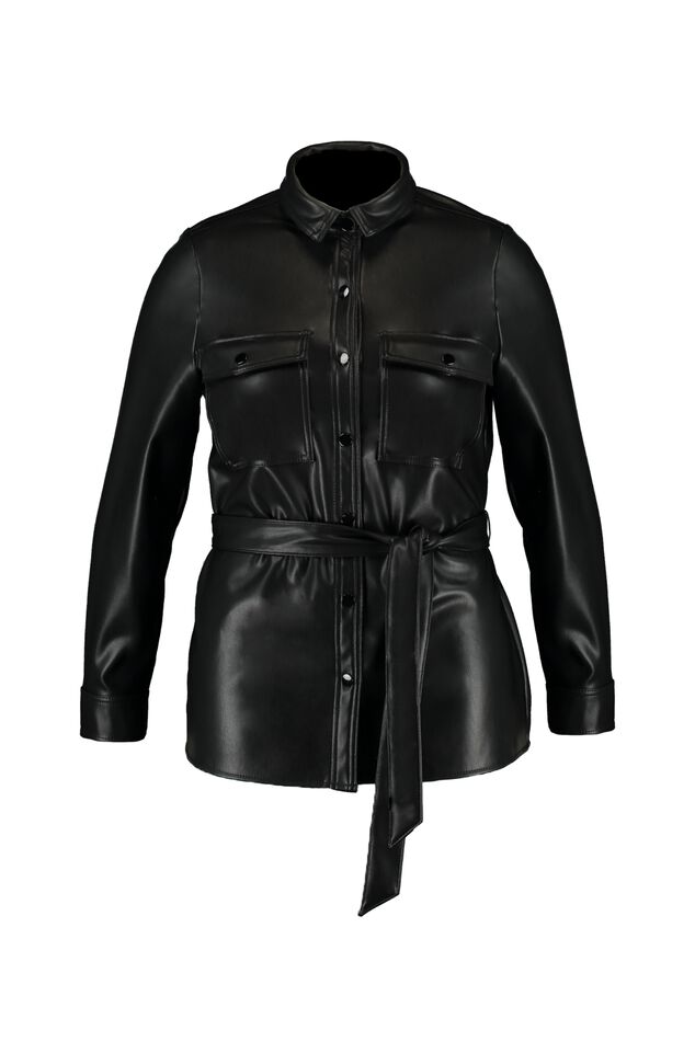 Chaqueta de cuero sintético con cinturón image number 1