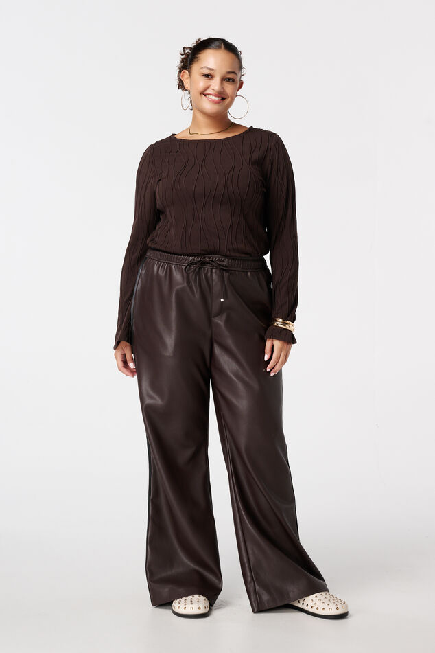 Pantalones anchos con raya lateral de PU image number 0