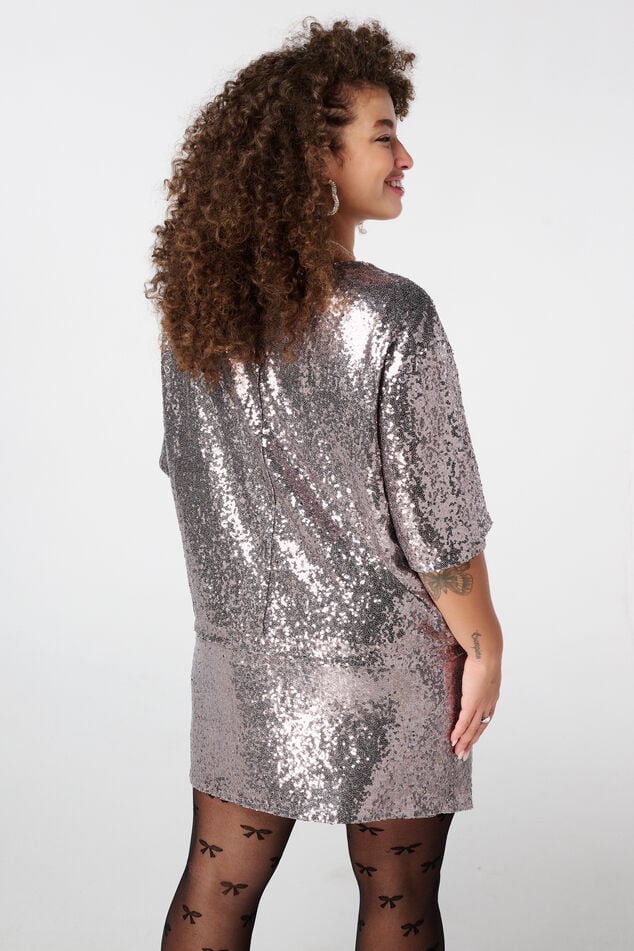 Top de lentejuelas de manga corta image number 3