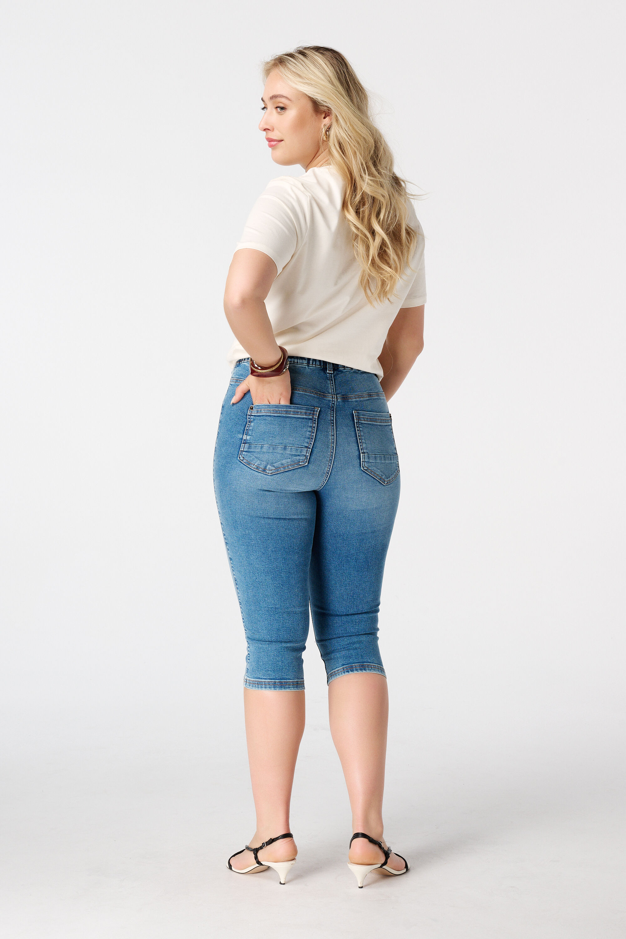Tregging capri con aspecto denim image number 3