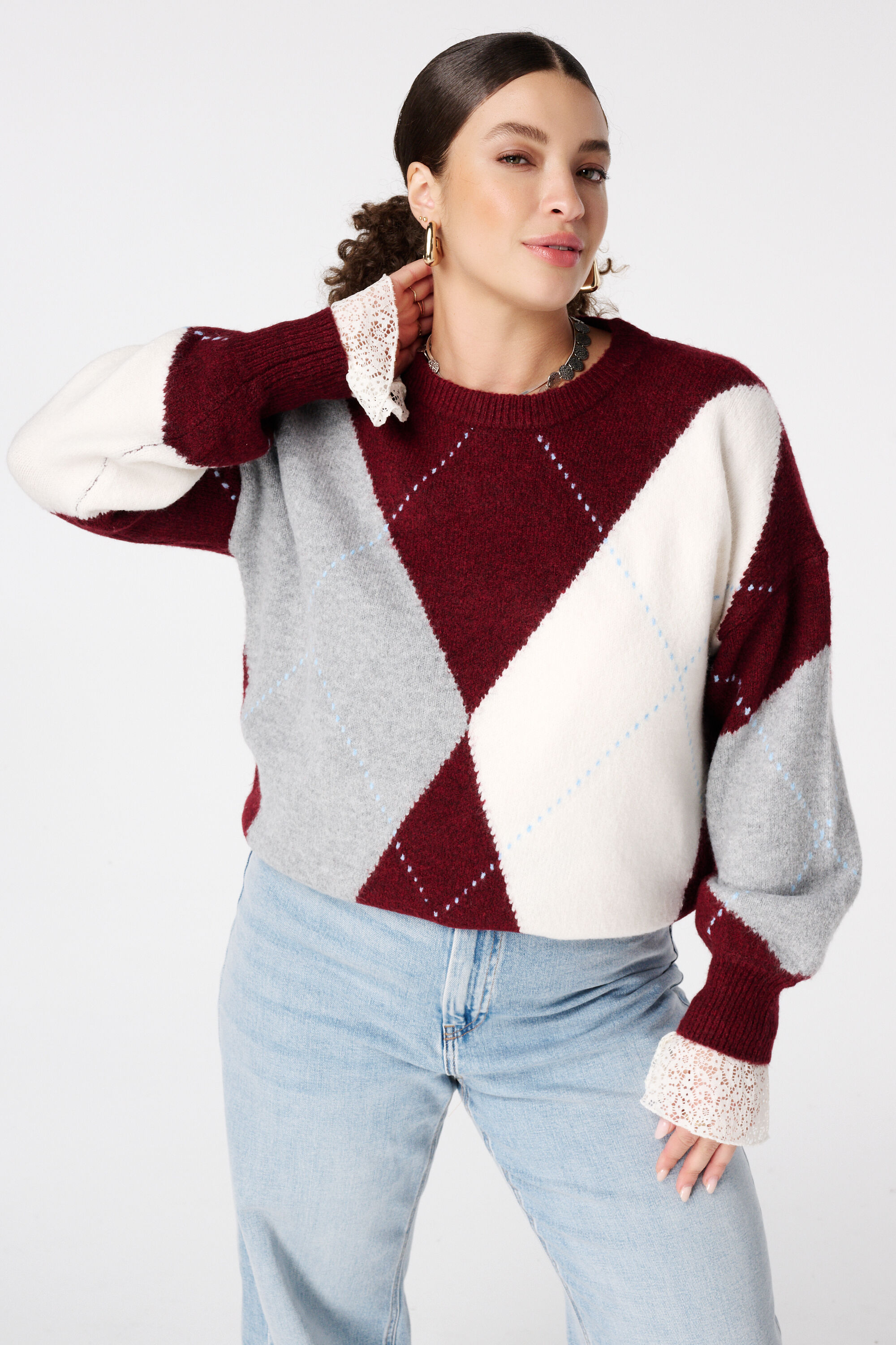 Jersey de punto con dise&ntilde;o de rombos