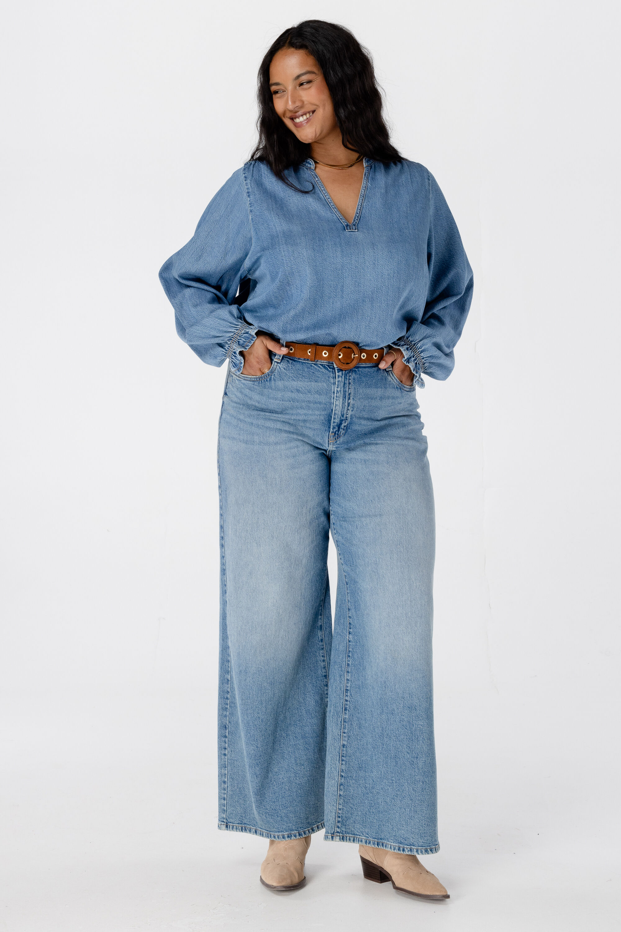 Blusa tipo denim image number 5