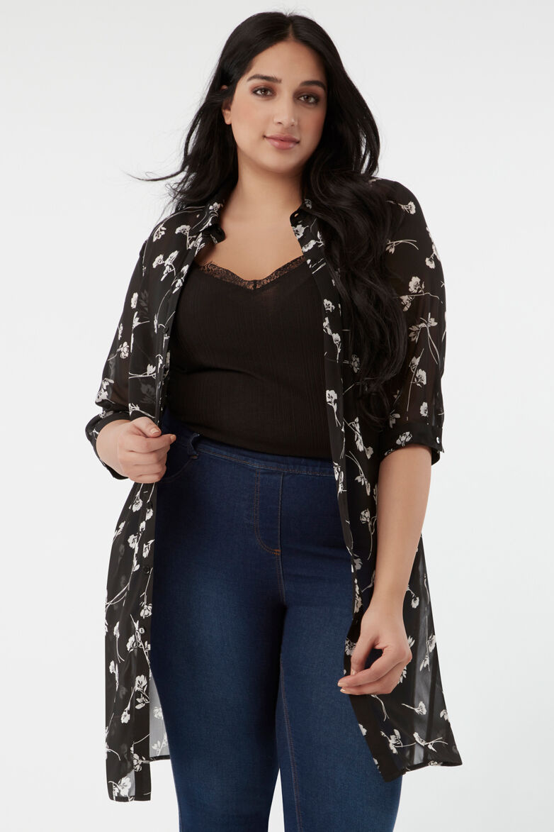 Blusa transparente con estampado image number 5