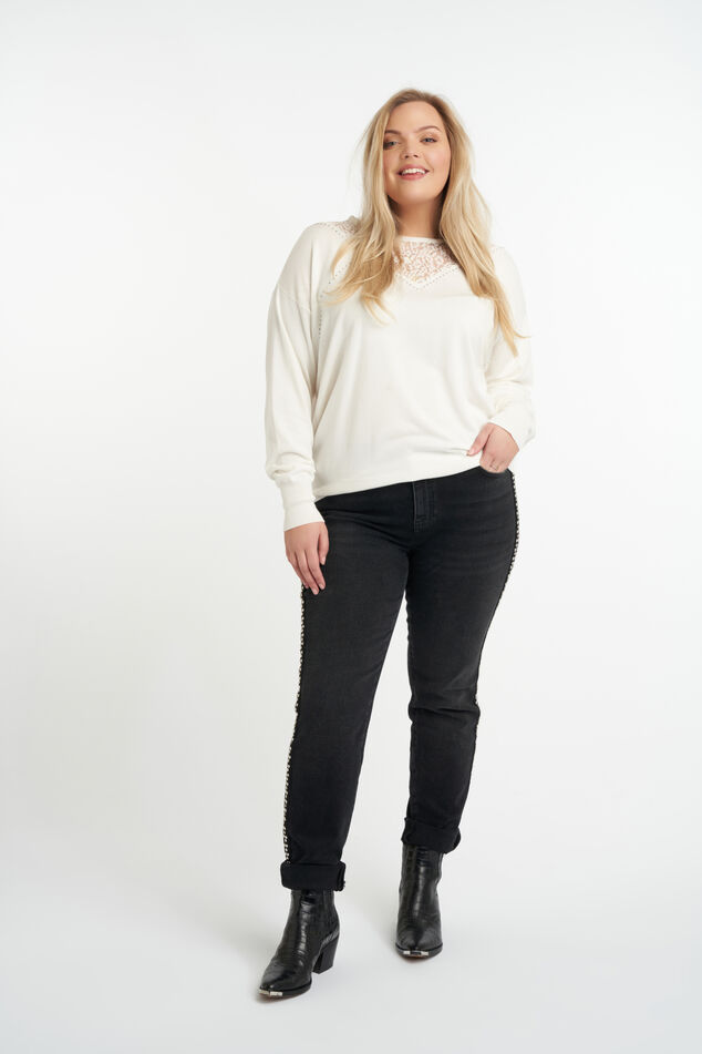 Top de ganchillo con patrón calado y cintura con cordón image number 5