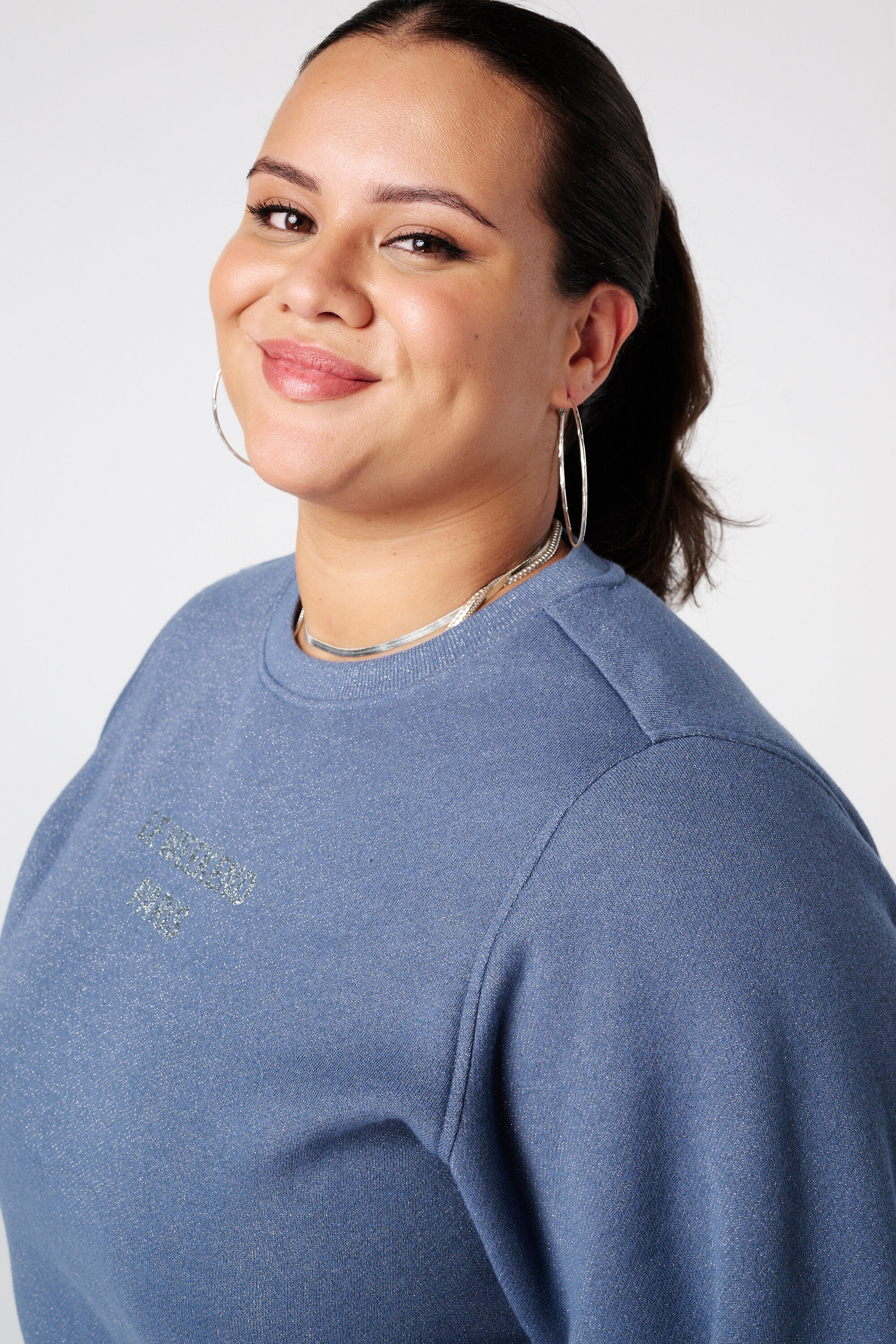 Jersey con texto de lurex y purpurina image number 4