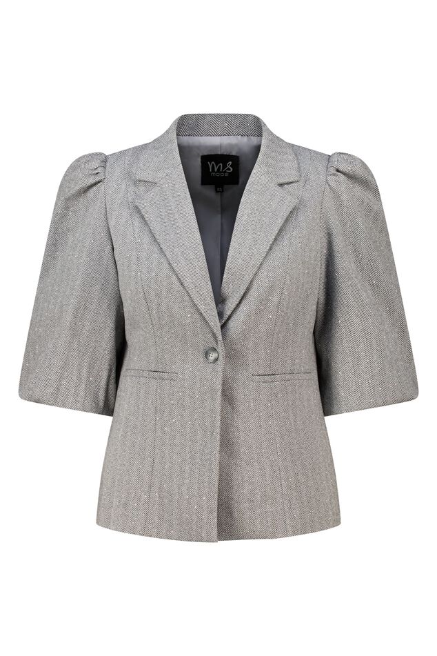 Blazer con lurex y mangas cortas abullonadas image number 1
