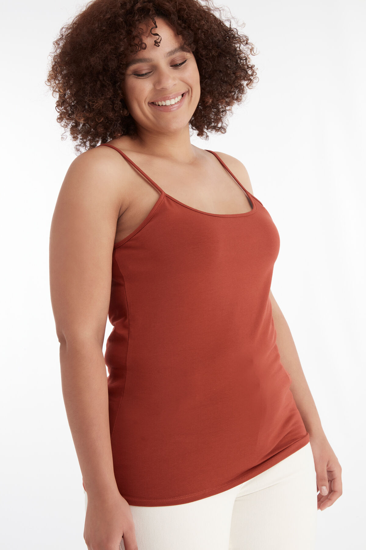 Camisola de algod&oacute;n con tirantes finos image number 0