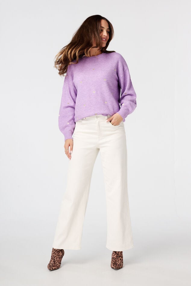 Jersey de punto fino con corazones bordados image number 5