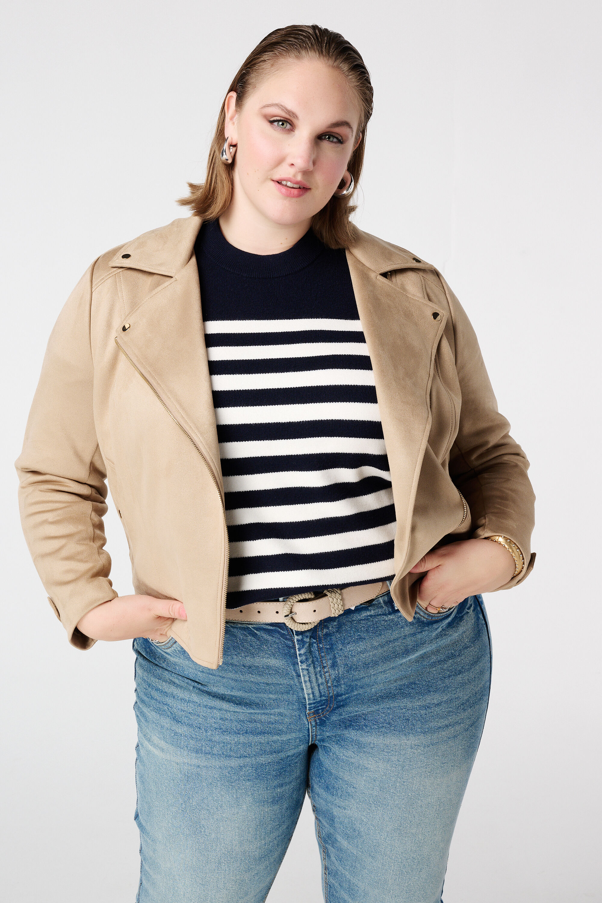 Chaqueta biker de antelina