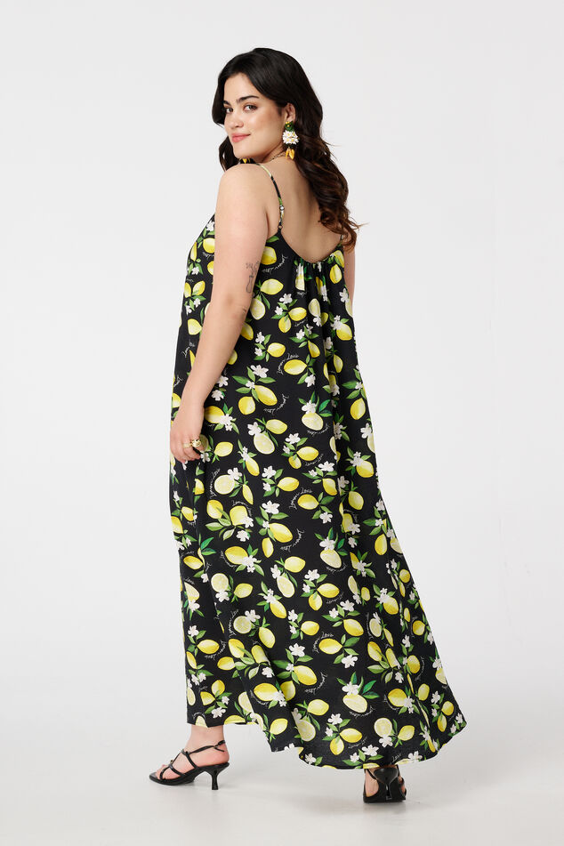Vestido largo con estampado de limones image number 3