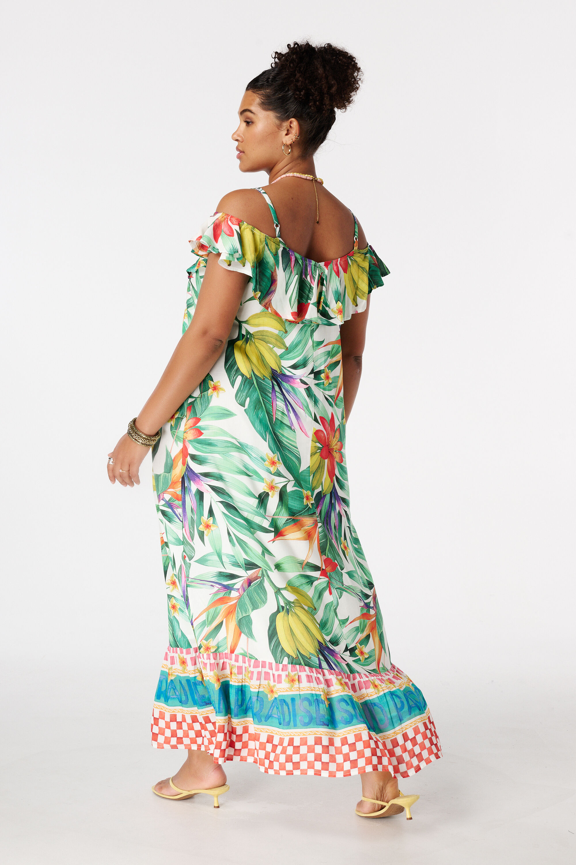 Vestido largo con mangas cortas image number 3