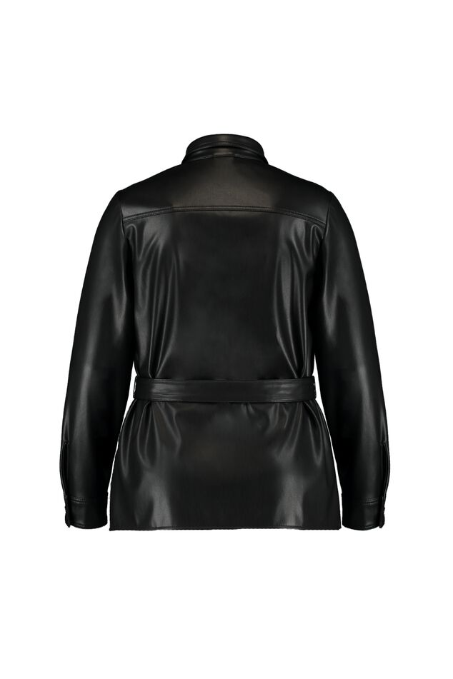 Chaqueta de cuero sintético con cinturón image number 2