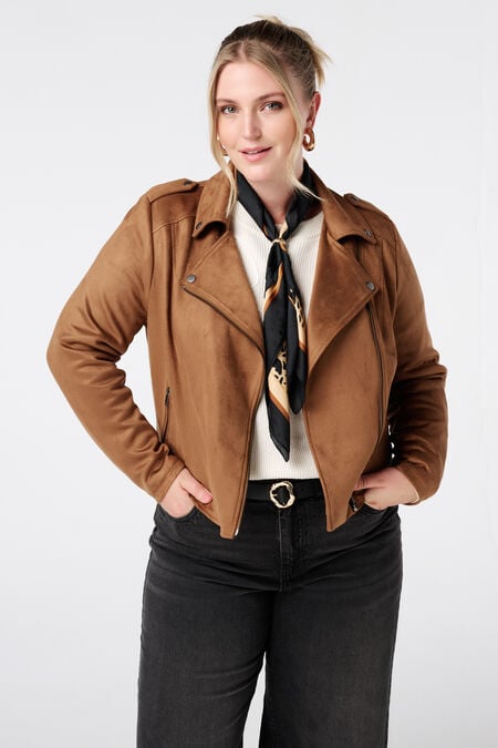 Chaqueta motera de ante sintético Chaqueta motera de ante sintético