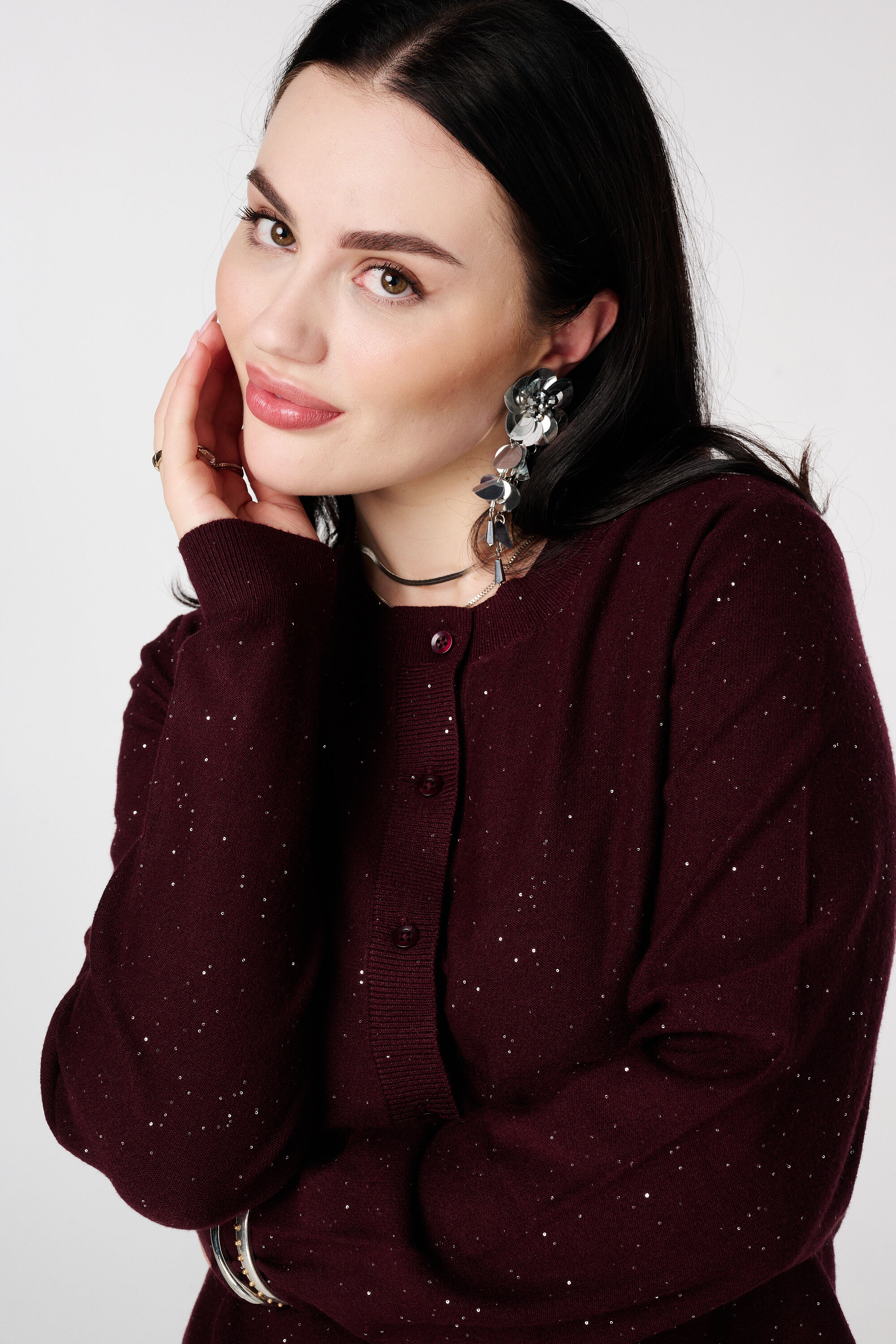 C&aacute;rdigan de punto fino con mini lentejuelas image number 4