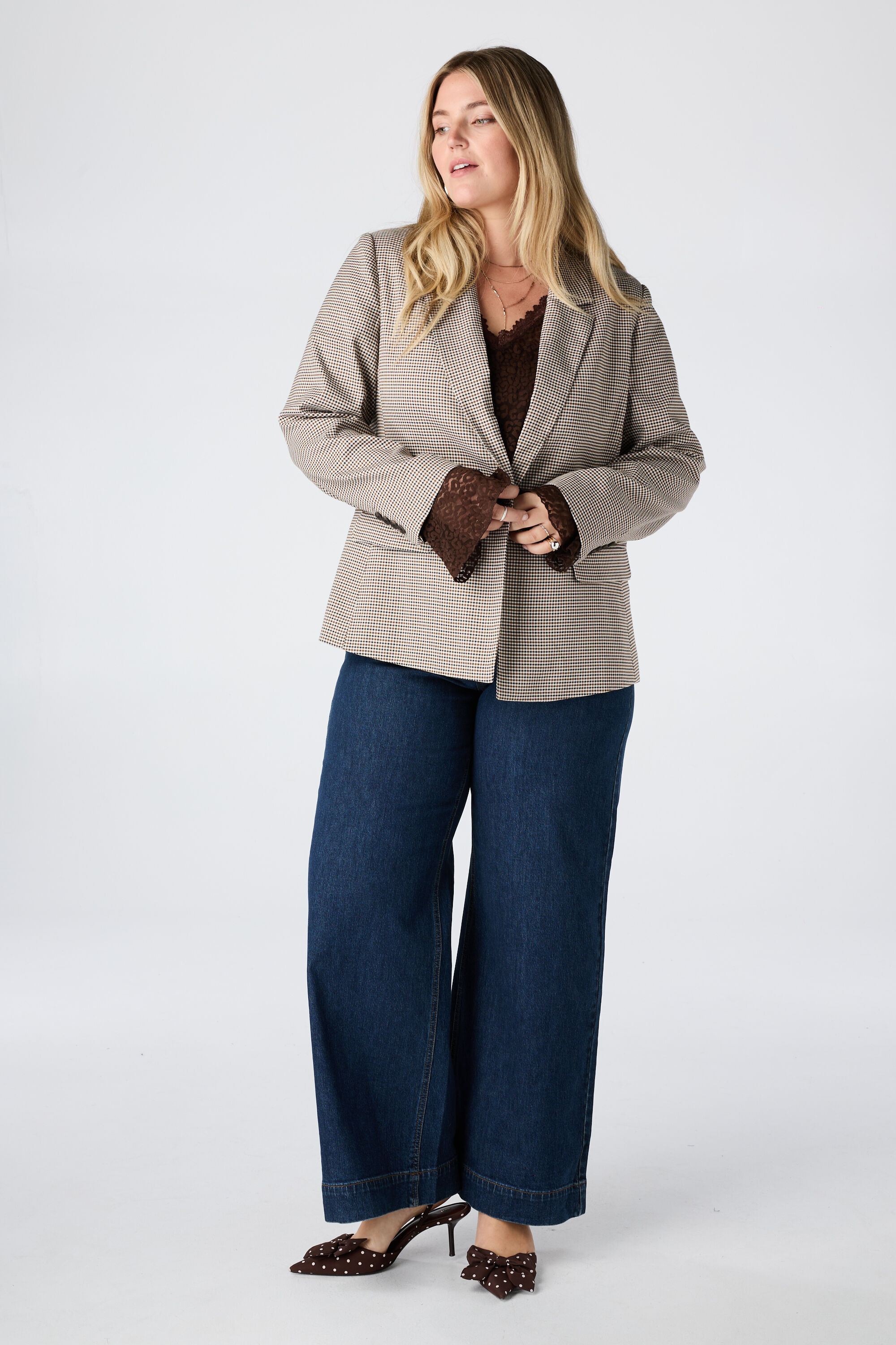 Blazer de botonadura sencilla con pata de gallo image number 5