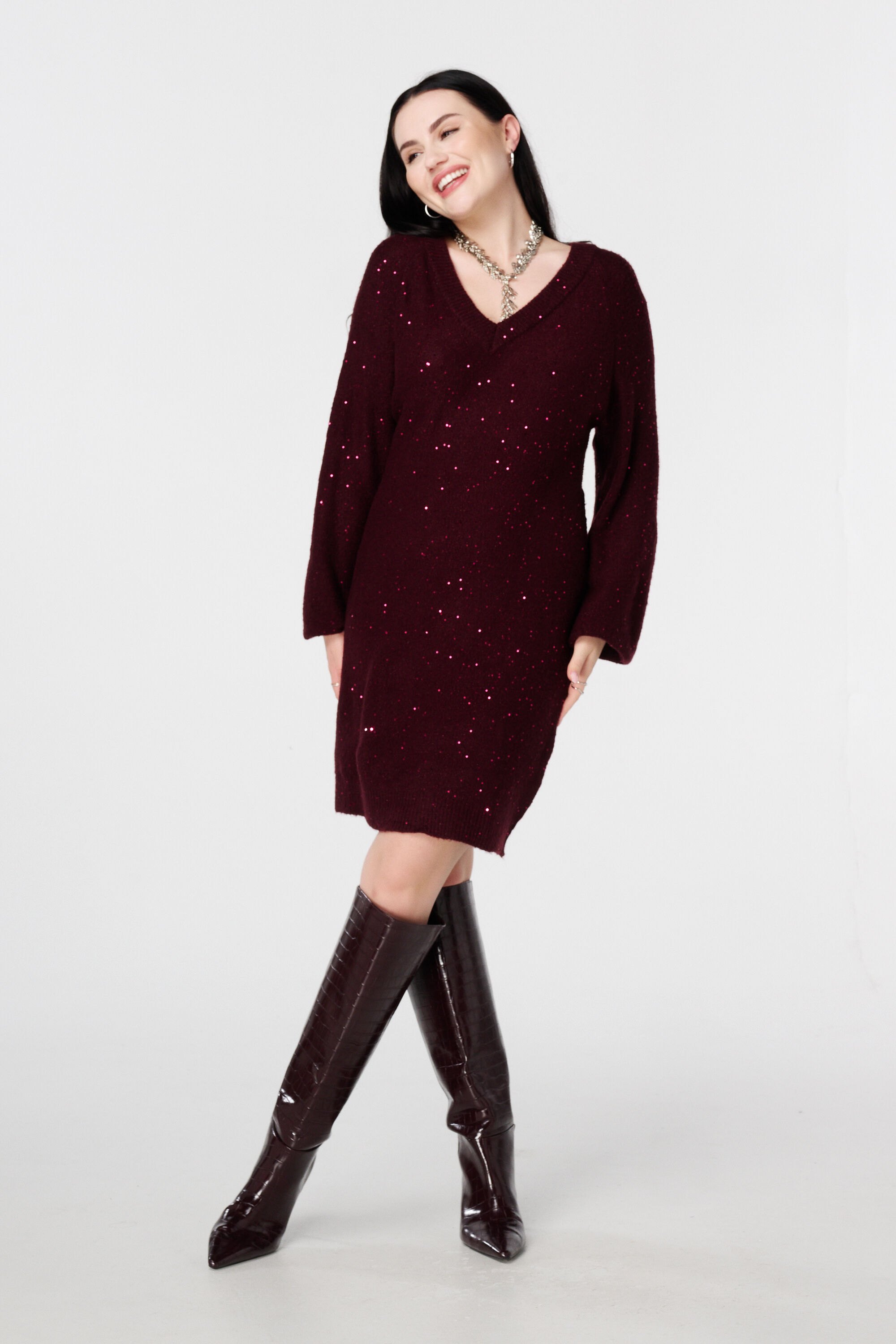 T&uacute;nica de punto con brillo y lentejuelas