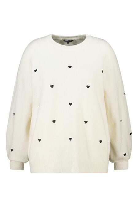 Jersey de punto fino con corazones bordados