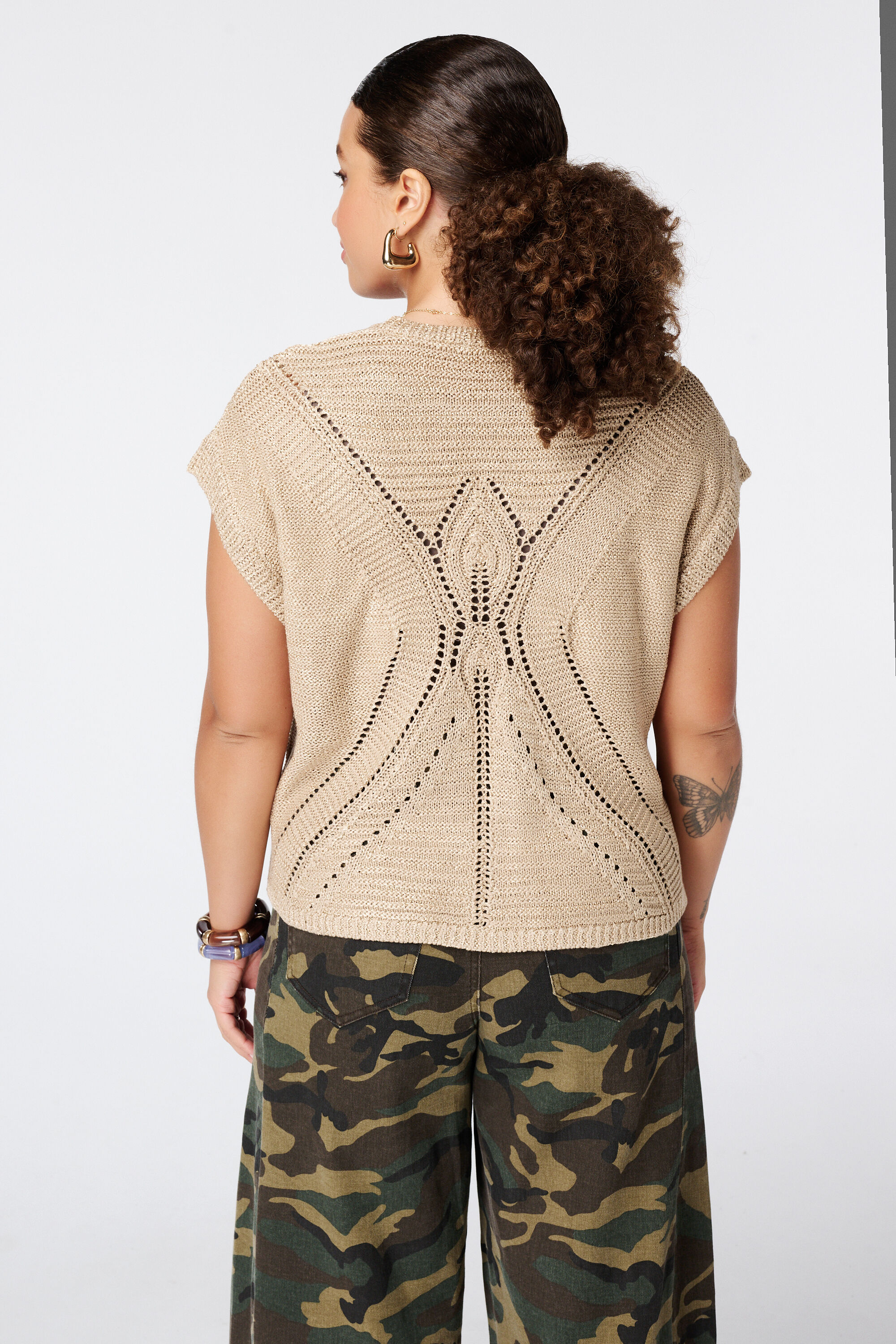 Jersey de crochet con mangas cortas image number 3