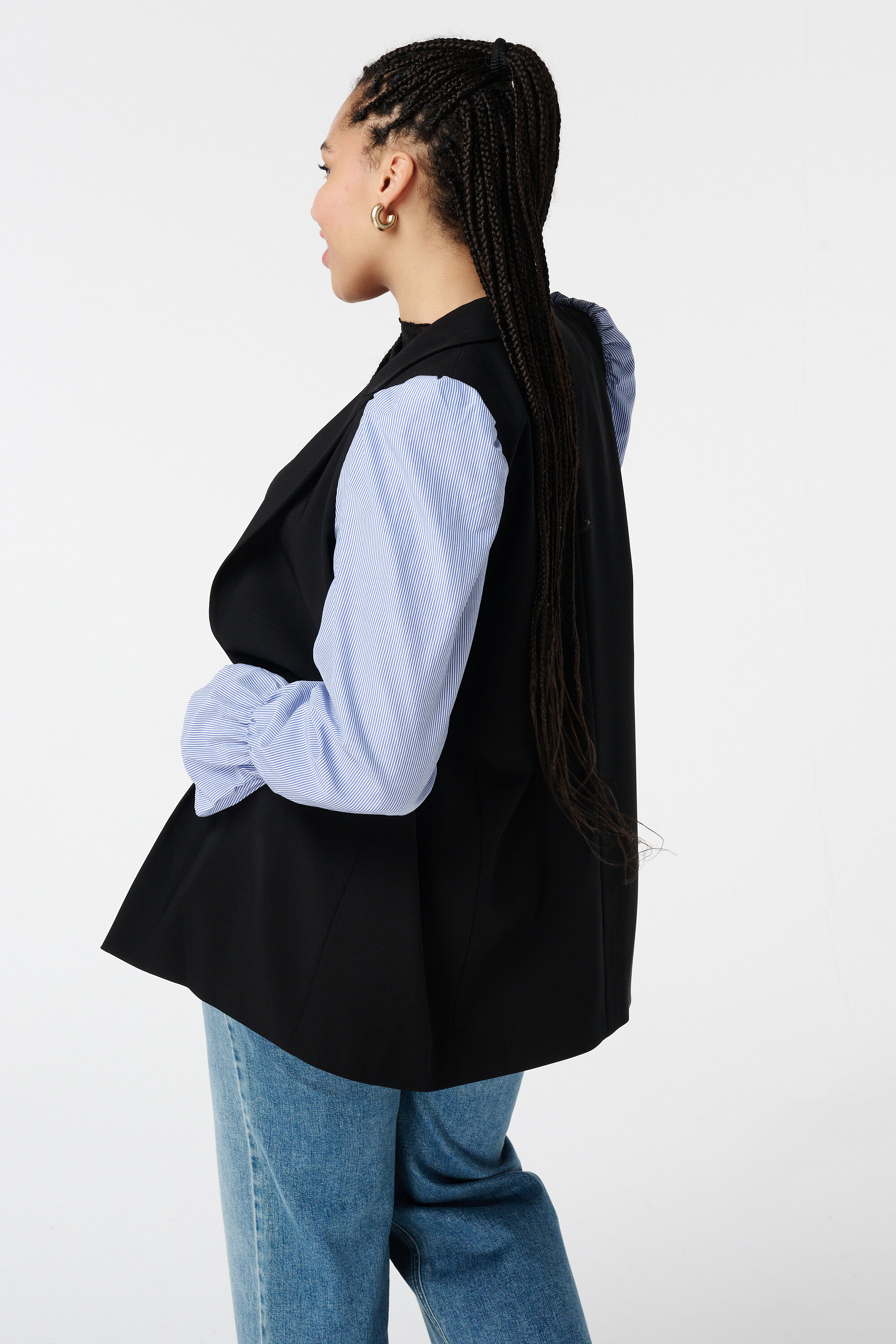 Blazer con mangas a rayas image number 3