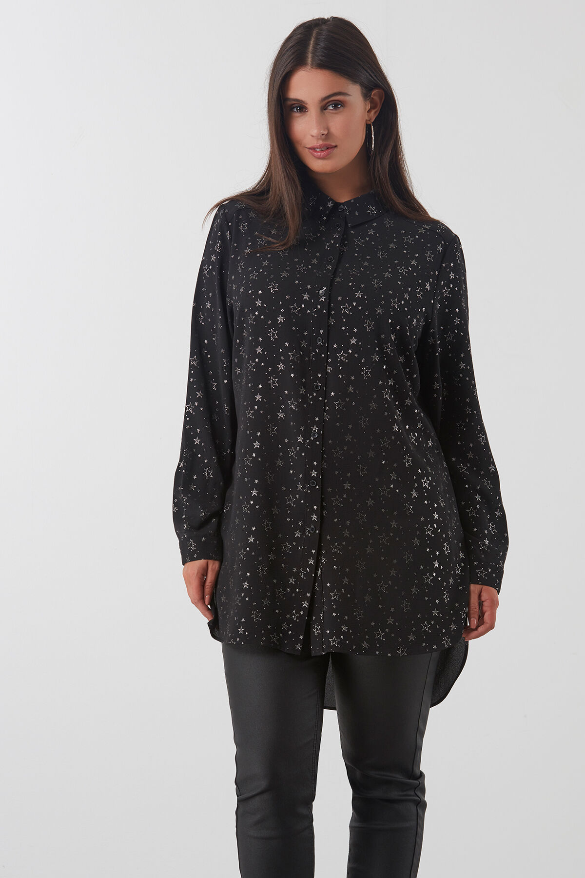 Blusa larga con estampado integral image number 0