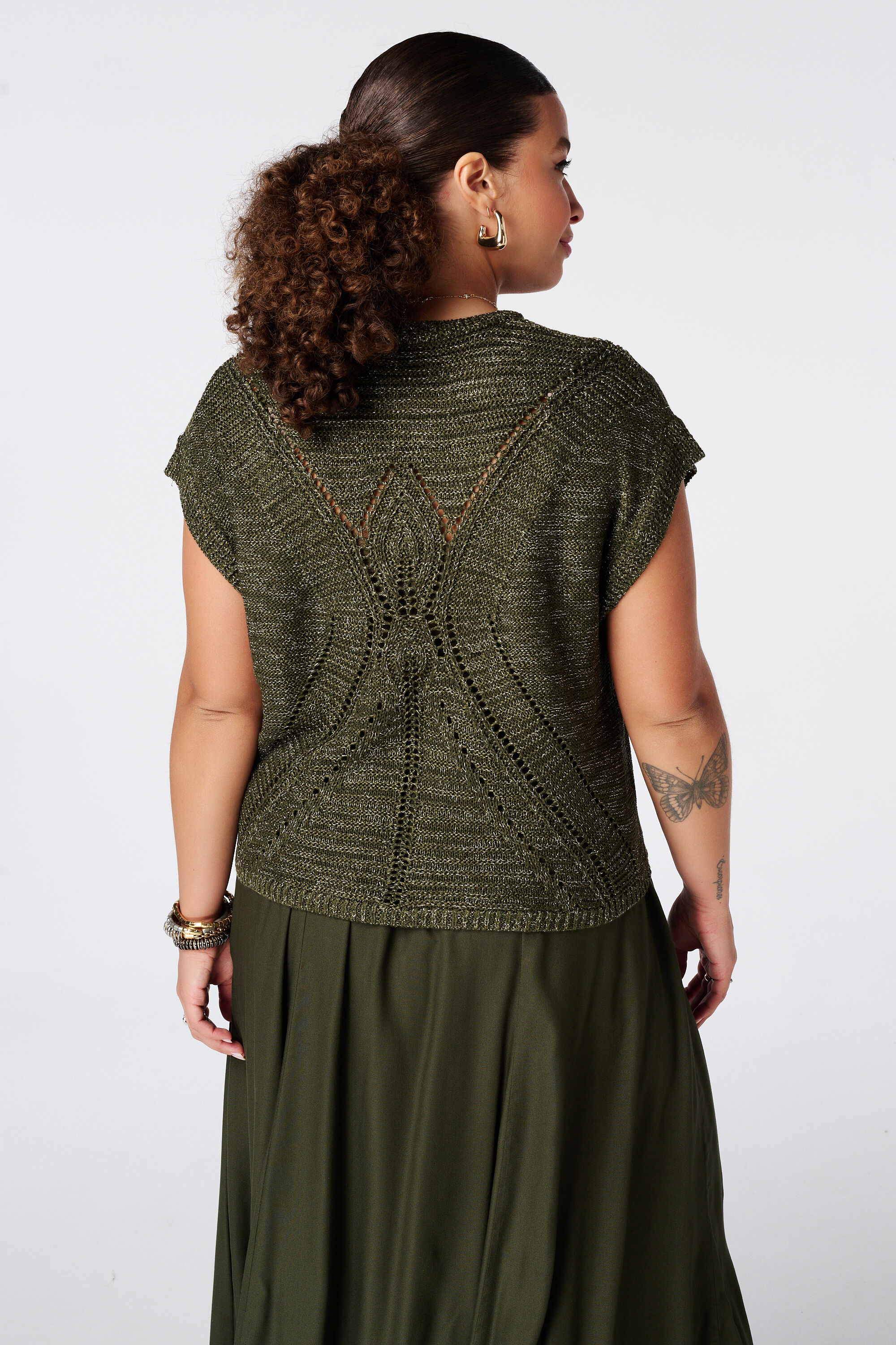 Jersey de crochet con mangas cortas image number 3