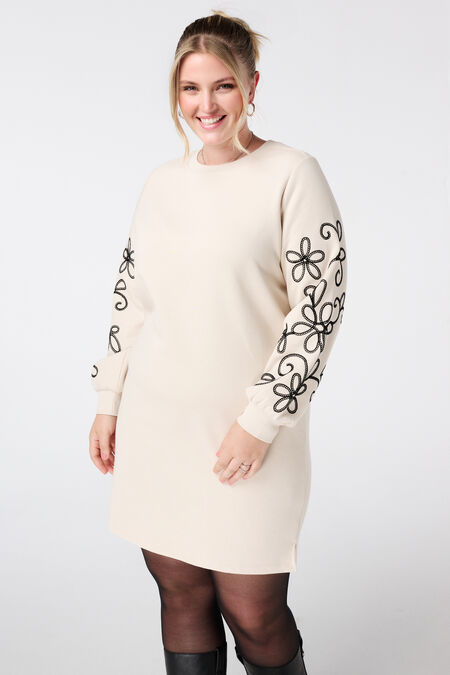 Vestido sudadera con detalles bordados Vestido sudadera con detalles bordados