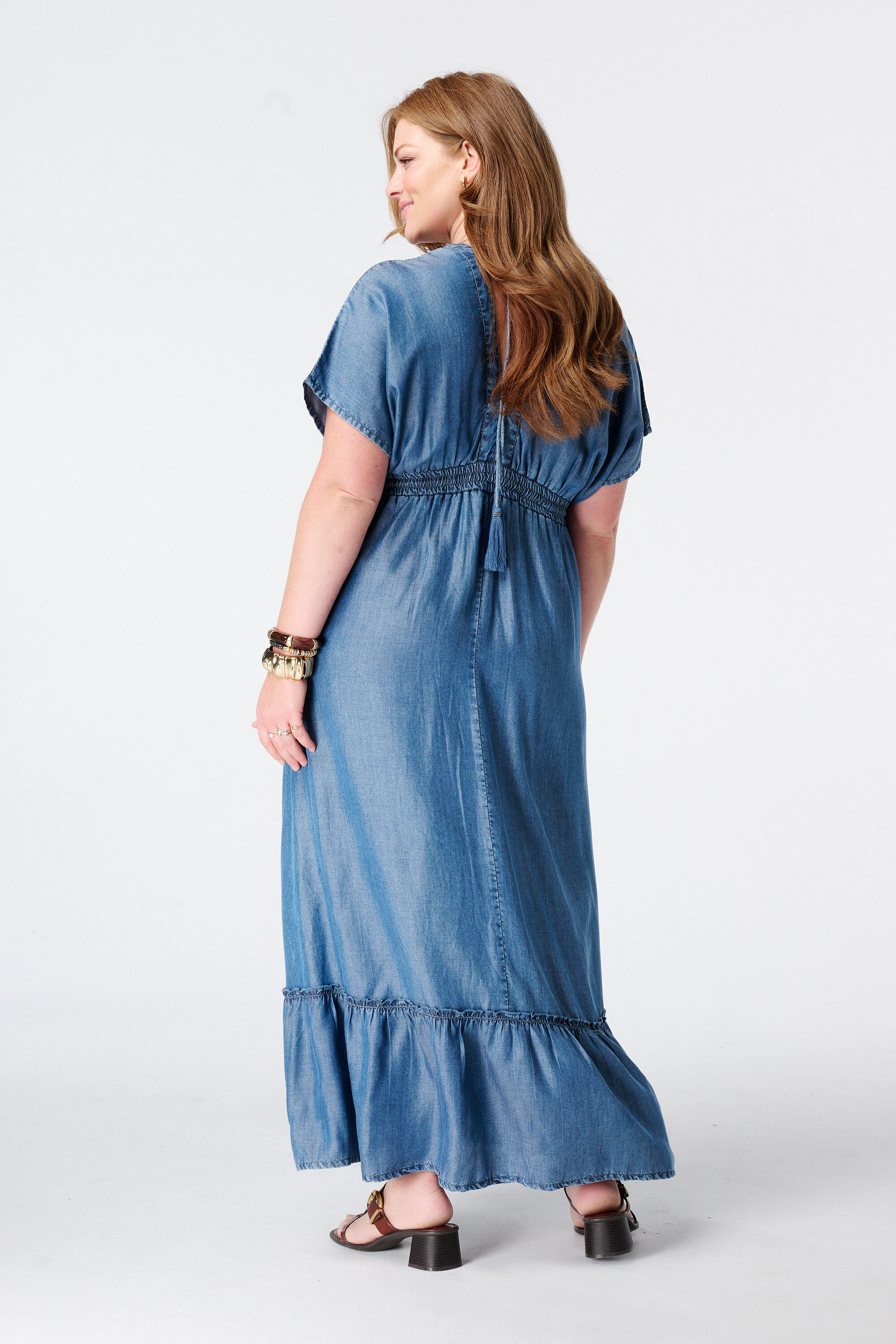 Vestido maxi con efecto denim image number 3