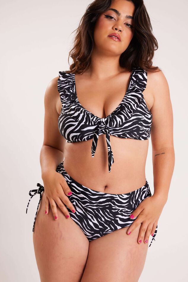 Braguita de bikini de talle alto con estampado image number 4