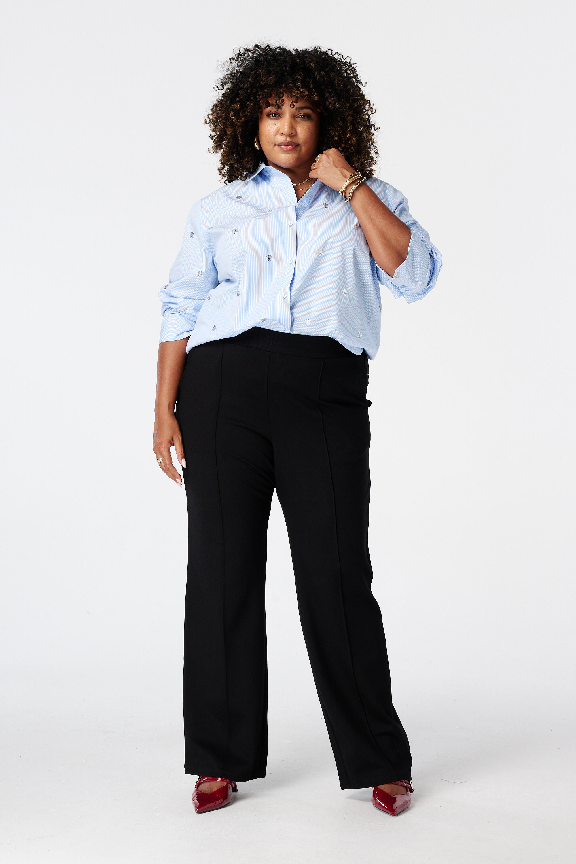 Pantal&oacute;n wide leg con cintura el&aacute;stica