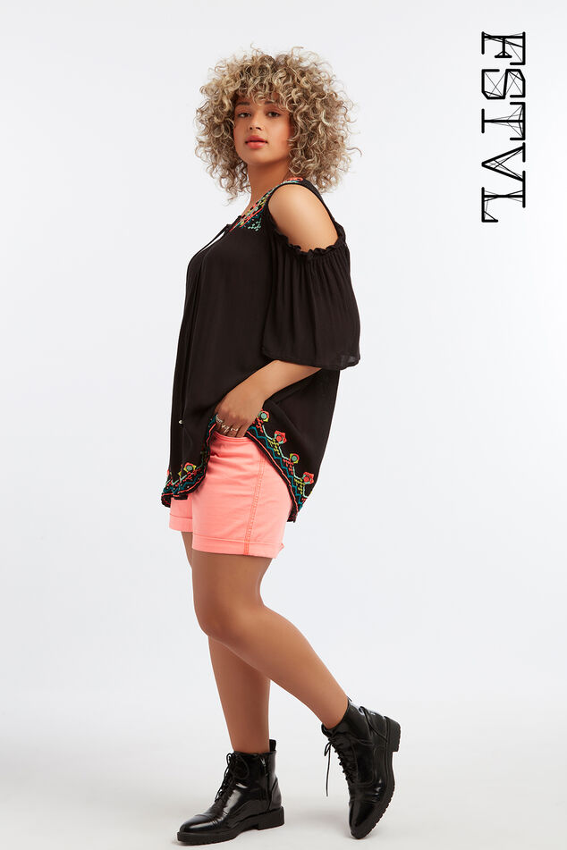 Shorts de sarga de color rosa neón image number 0