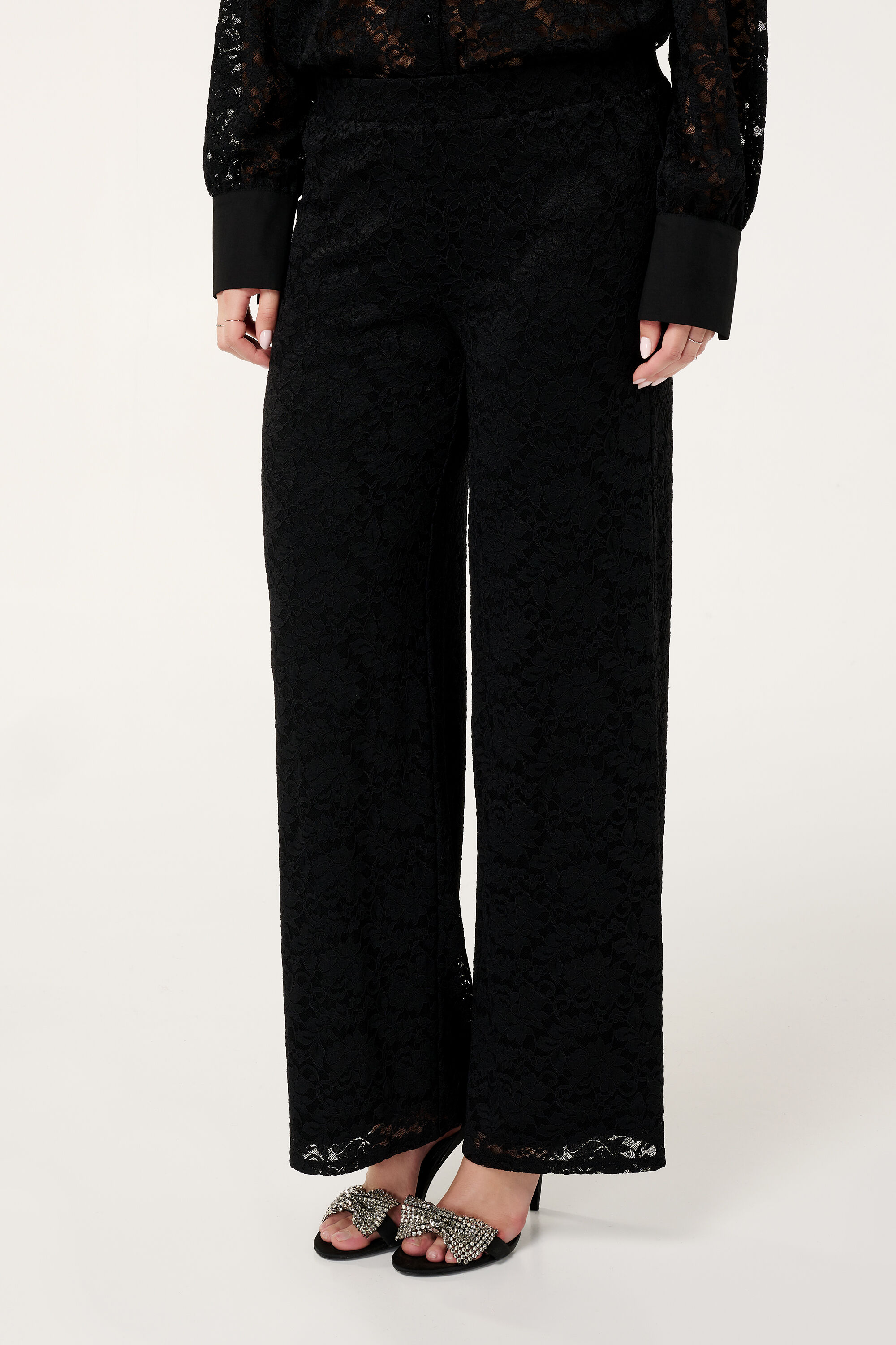 Pantalones de encaje de pernera ancha image number 5