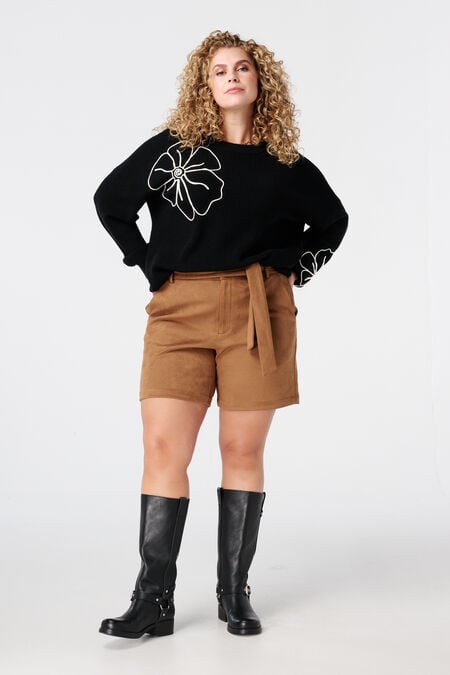 Pantalones cortos con aspecto de ante y cinturón Pantalones cortos con aspecto de ante y cinturón