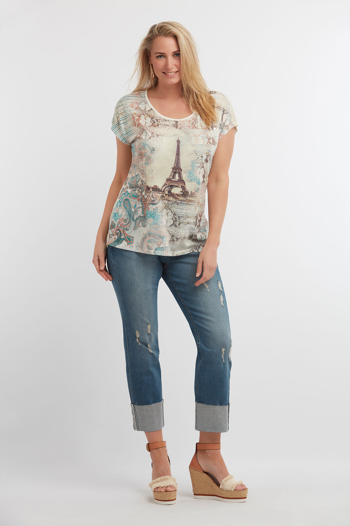 Camiseta con estampado de panel image number 3