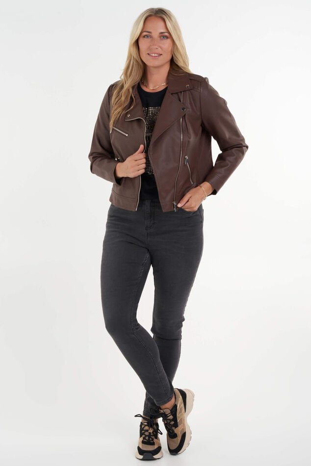 Chaqueta motera de cuero sintético image number 5