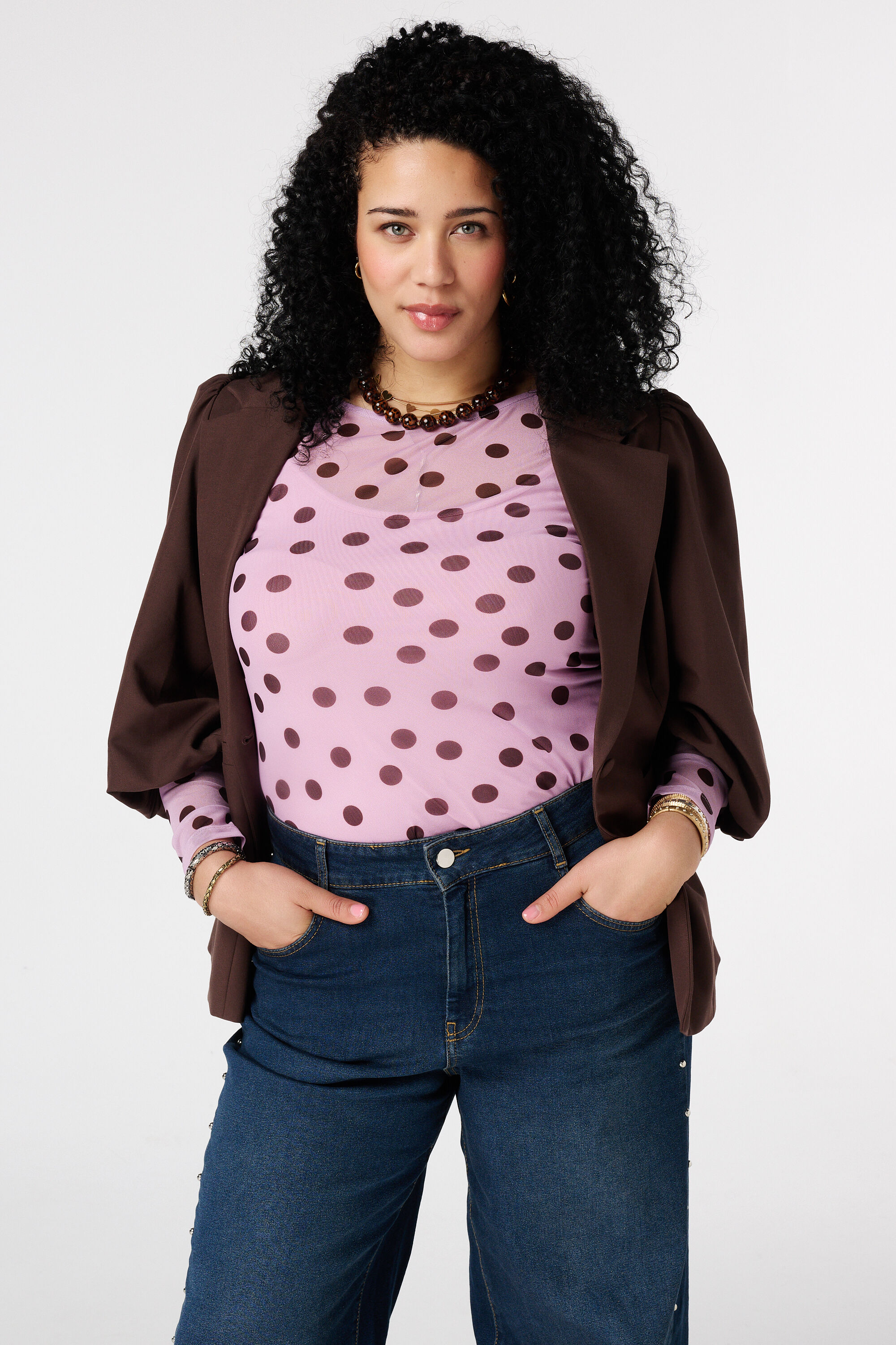 Top de mesh con estampado
