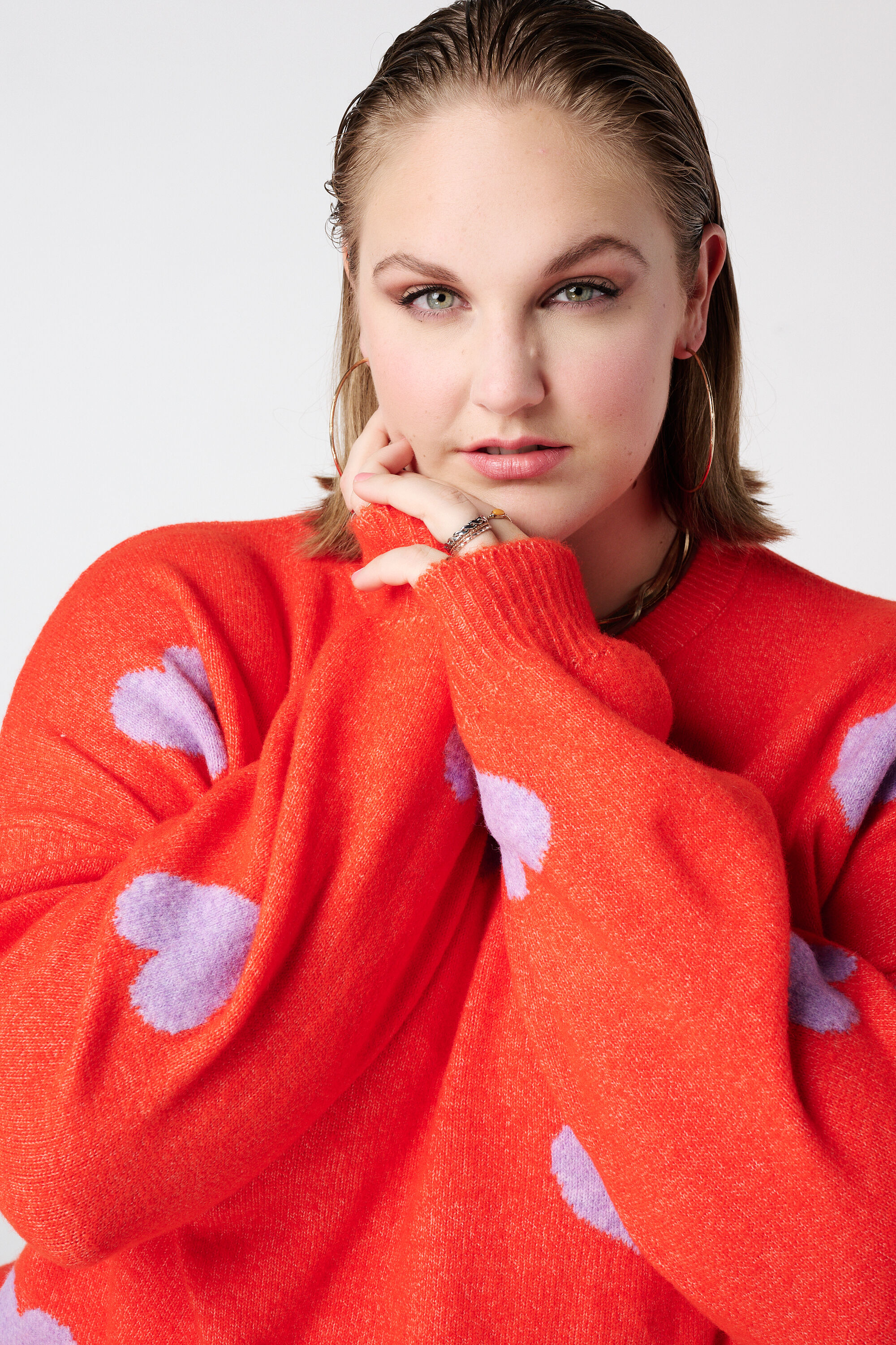 Jersey de punto fino con dise&ntilde;o de corazones image number 4