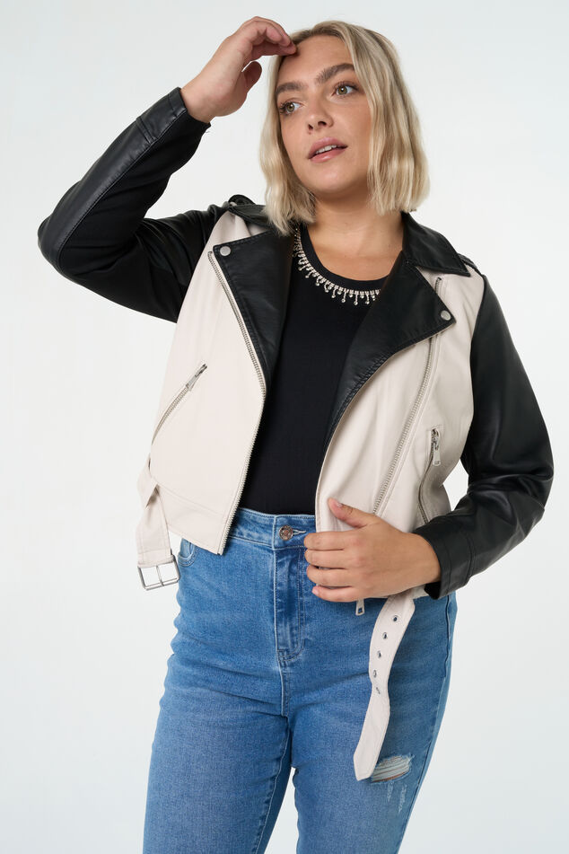 Cazadora biker bicolor image number 0