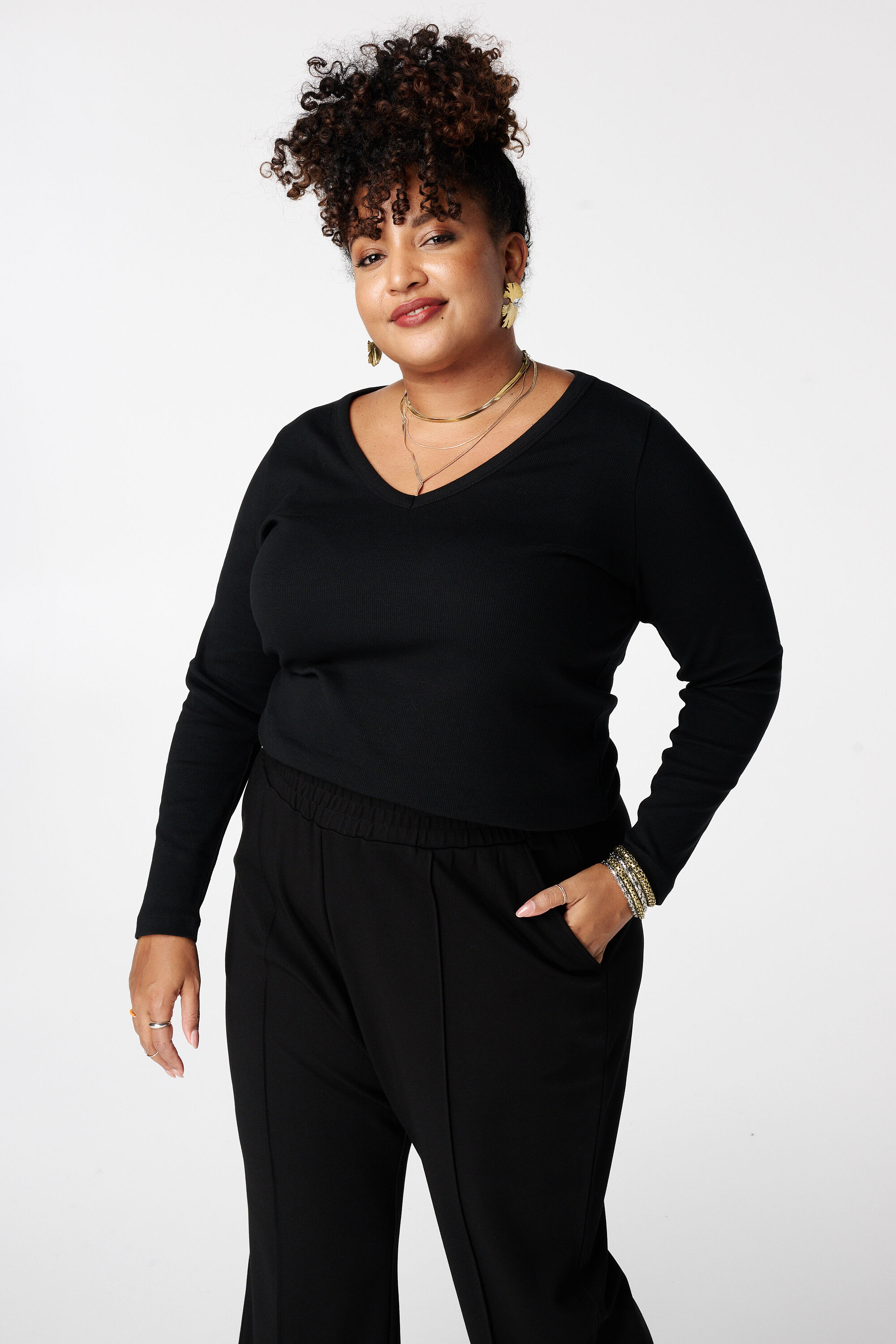 Top de canal&eacute; con manga larga