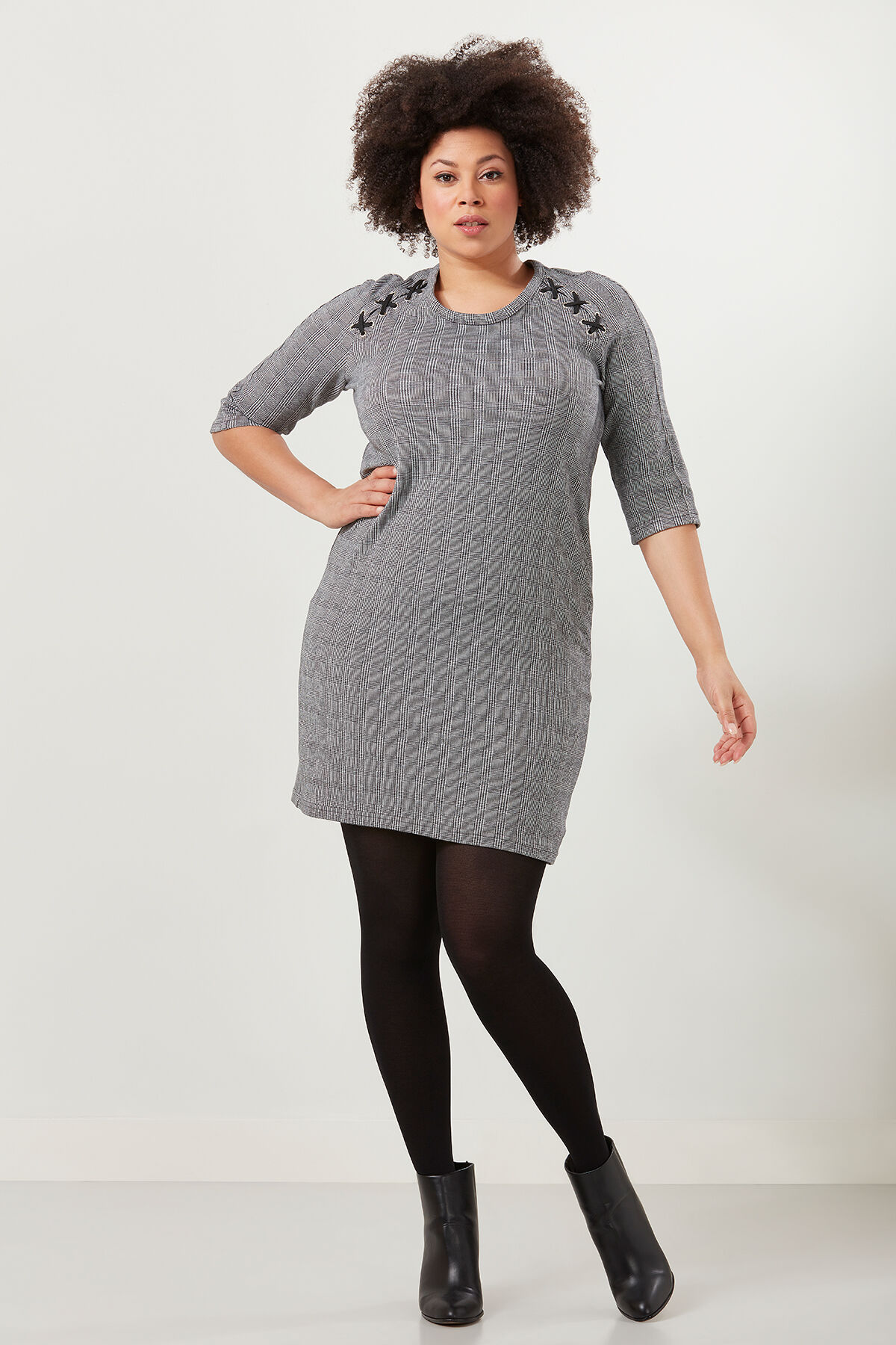 Vestido de cuadros con cord&oacute;n image number 3