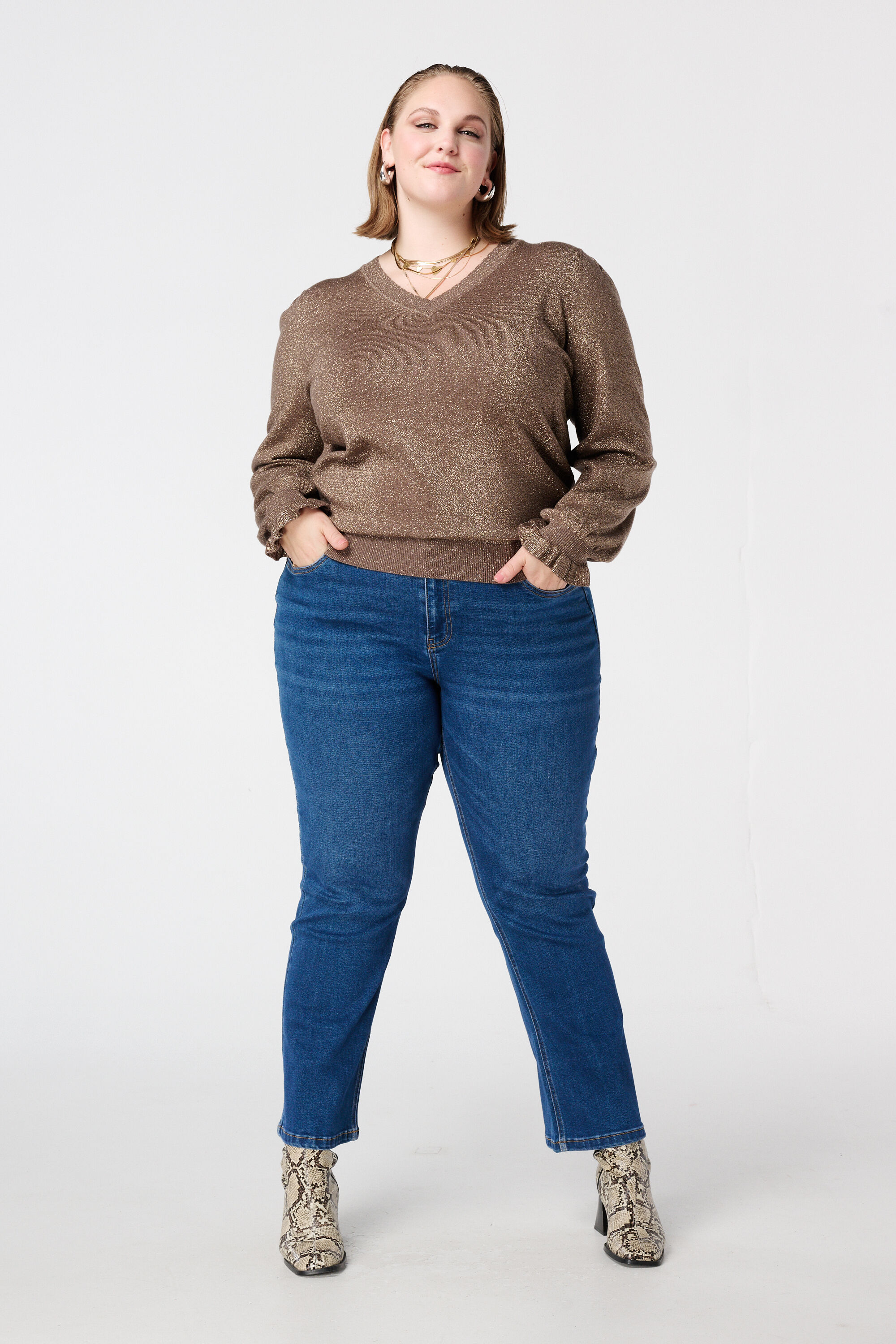 Jersey de lurex con mangas con volante image number 5