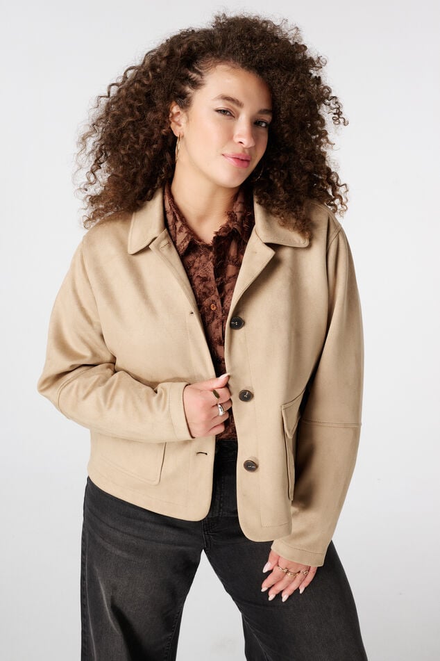 Chaqueta de ante sintético con cierre de botones image number 0