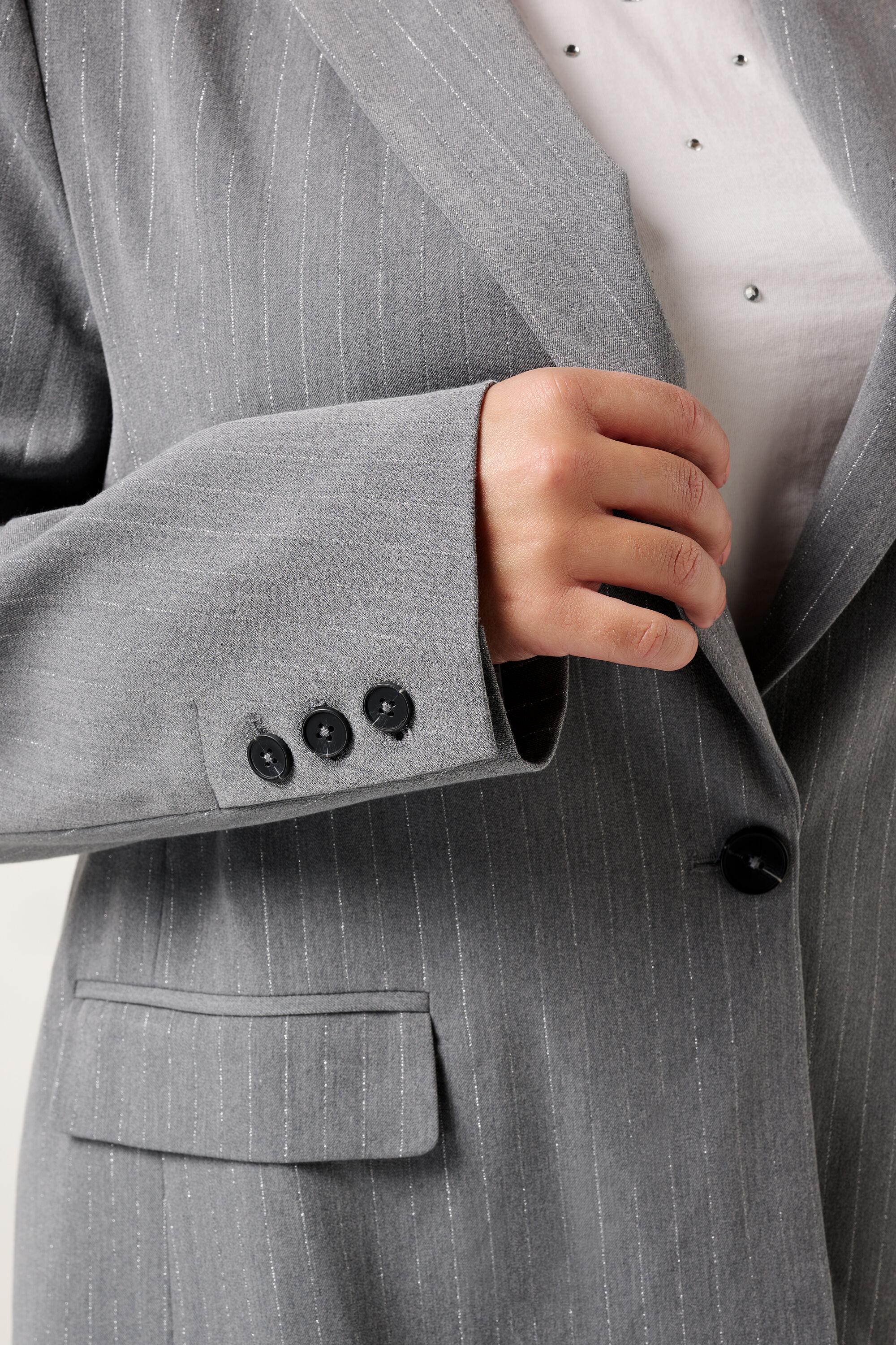 Blazer con raya diplom&aacute;tica de lurex image number 4