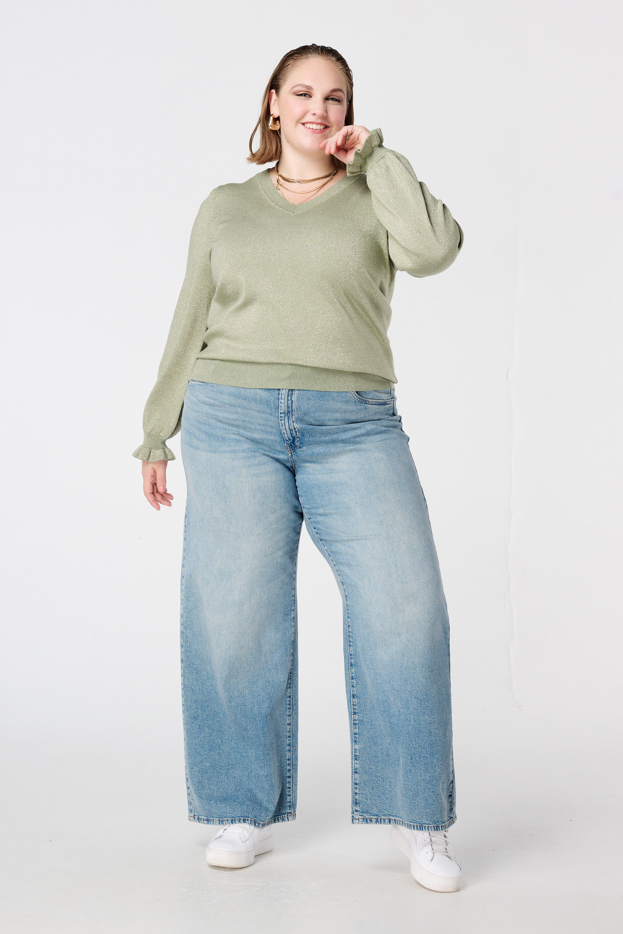 Jersey de lurex con mangas con volante image number 5