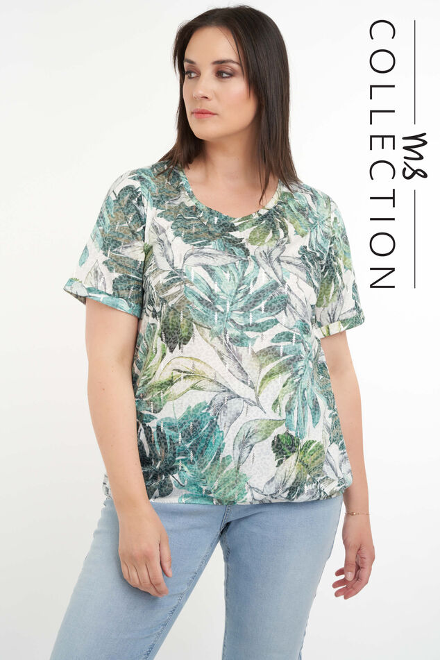 Top con estampado de hojas  image number 0